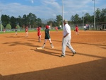 There's Aunt Kate on third base!  (Yep, she made it home and scored a point for her team!)