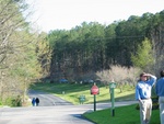 Tall pines, winding roads, people walking and talking, all part of the fun at Stone Mountain.