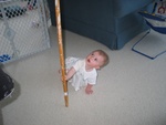 Paige-E thinking about climbing the pole...