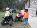We stopped by the Bush's for a little visit, turns out everyone has four-wheelers!