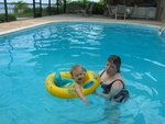 7/22 - Grandma Marty decides to swim with one very excited Paige-E before Grandma has to head home.