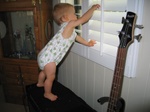 Yep, it's been only a couple weeks, and Josie is successfully climbing up on things (like daddy's bass amp!)