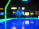 Scott & Charly play a close game of Air Hockey -- we won't mention who won...  (or will we?)
