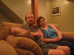 After partying outside, we got a tour of the house.  Ryan & Danielle are sitting in Don & Amy's new couches!  They were comfortable!! ;)