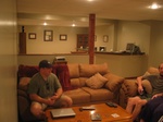 Here's their cool basement, complete with Don on the couch!