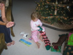 It's Christmas morning, and Paige-E anxiously awaited everyone to get up and get ready so she could dig in!