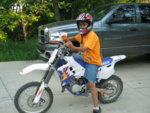 Later in the day, I stopped in at the Bush's! :)  Here's Jeffrey on his motorcycle.