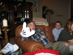 Grampy C shows off the Mickey Gloves - hang loose!