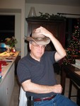 Gramps tries on Josie's Cowboy hat!
