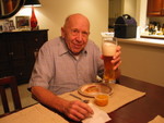 Gramps says "Happy New Year" -- drink up!  He's enjoying some tasty beer -- Warsteiner from Germany!