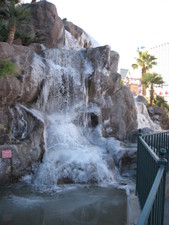 On the way over to the Excalibur -- we saw ICE in the fountain!  That's how cold it was last night!