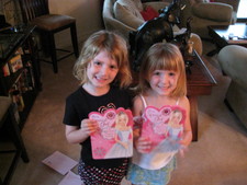Happy Valentine's Day from Paige & Josie!  Thank you to Grandma Linda & Grandpa Doug for the lovely cards with built-in necklaces! ;)
