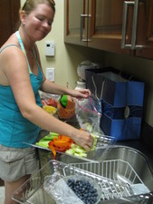 Mel-Mel prepares the veggie tray -- yummy!