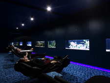 Rest:  This room provides massage chairs that you control ... while you view relaxing aquariums.
