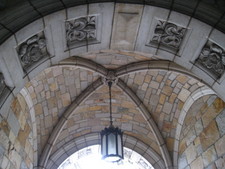 A view of the arches in the Law Quad.