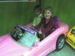 Paige & Jo at Toy's R Us in the pink corvette.