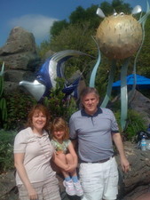 Here we are at Epcot on Sunday -- we rode Nemo's ride, before getting...